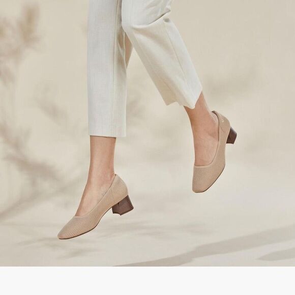 Vivaia Shoes - Vivaia Women’s Nude Tan Beige Square-Toe Chunky Heels (Melody Pro)